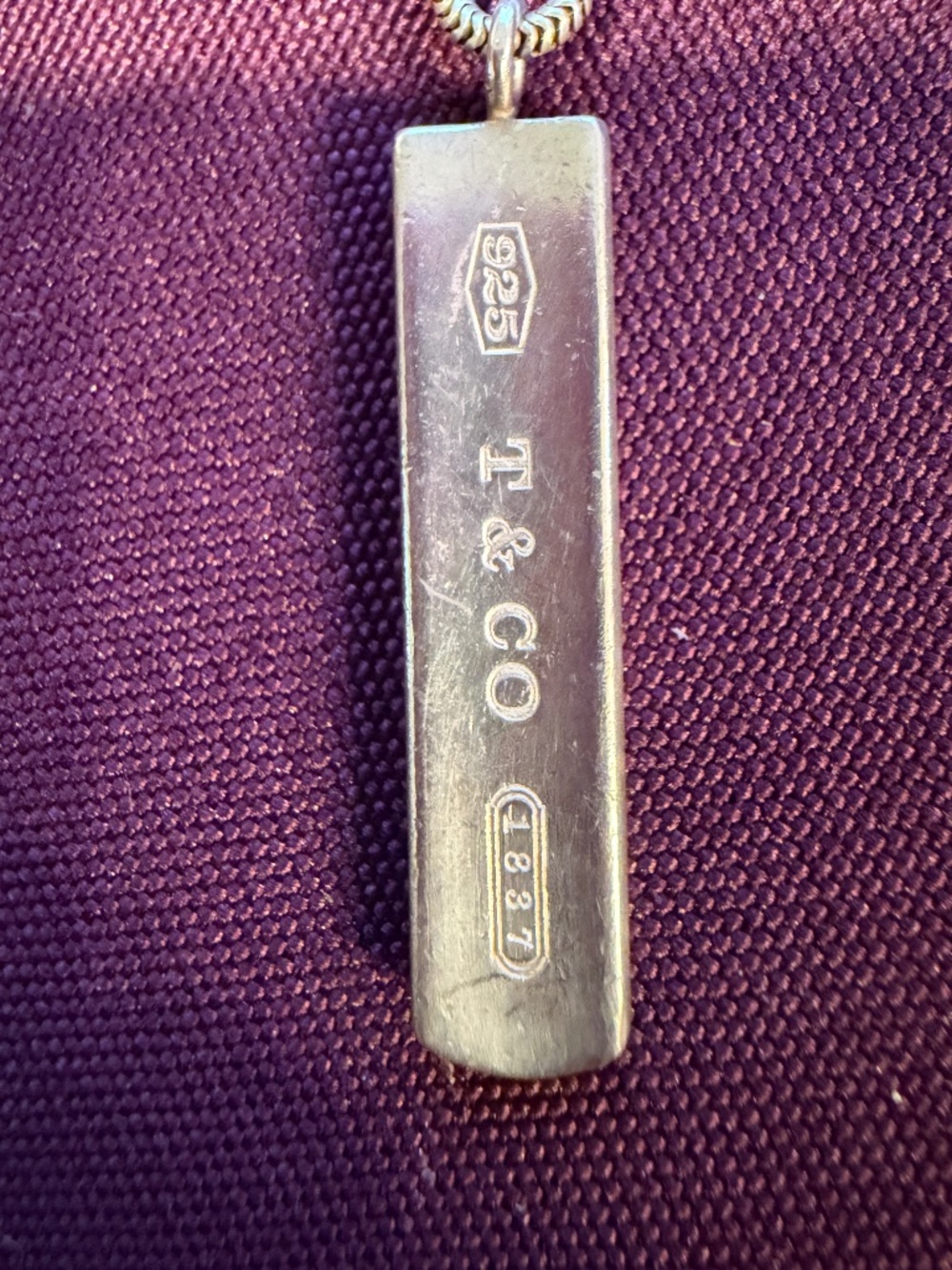 Tiffany & Co. 1837 Bar Pendant Necklace Sterling Silver 925 ©2001